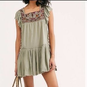Free People Day Glow Mini Dress Green XS